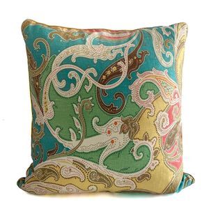 Pair of RYAN STUDIO LINEN 22" Paisley Designer Pillow & Down Feather Insert